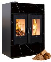Klover DUAL AIR Hybrid Kombi Kaminofen Holz Pellet  Marble Black/Stahl 17,81 kw